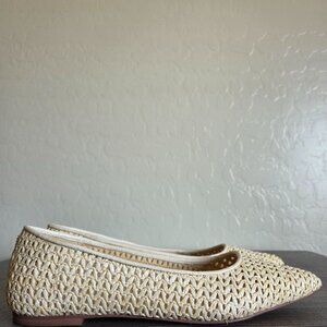 Sam Edelman Wanda Woven Raffia Pointed Toe Ballet Flats Ivory/Natural Womens 8.5